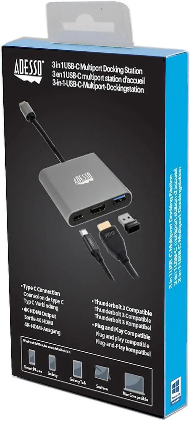 Alt view image 19 of 20 - Adesso 3-IN-1 USB-C Multi-Port Docking Station TAA Compliant AUH4010