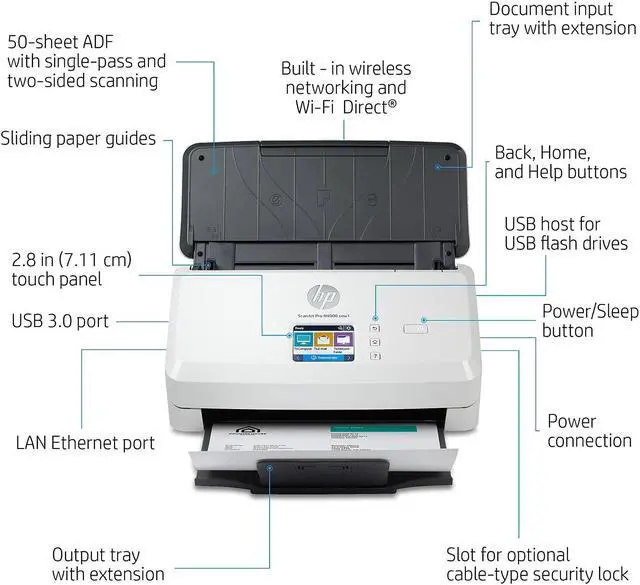 Alt view image 9 of 20 - HP Scanjet Pro N4000 snw1 Sheet-Feed Scanner (6FW08A)