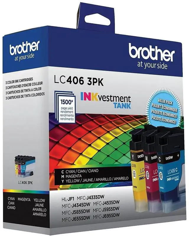 Alt view image 7 of 17 - Brother LC4063PK INKvestment Ink 1500 Page-Yield Cyan/Magenta/Yellow 3 Pack