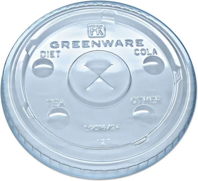 Alt view image 5 of 5 - Fabri-Kal Greenware Cold Drink Lids Fits 16-18 24 oz Cups X-Slot Clear 1000/Carton LGC1624