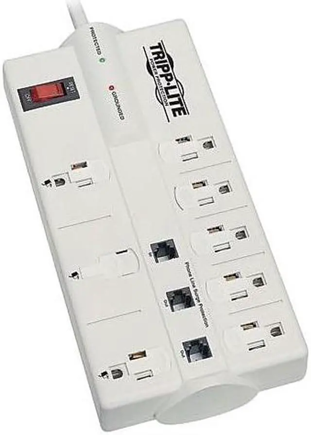 Alt view image 14 of 14 - TRIPP LITE TLP808TELTAA 8 ft. 9 Outlets 2160 joules Protect It! Surge Suppressor - TAA Compliant