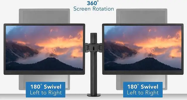 Alt view image 11 of 12 - Mount-It! Dual Monitor Mount Desk Stand | 27" Max Screen Size | C-Clamp and Grommet Base