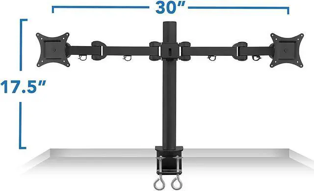 Alt view image 9 of 12 - Mount-It! Dual Monitor Mount Desk Stand | 27" Max Screen Size | C-Clamp and Grommet Base