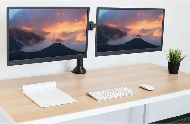 Alt view image 12 of 12 - Mount-It! Dual Monitor Mount Desk Stand | 27" Max Screen Size | C-Clamp and Grommet Base