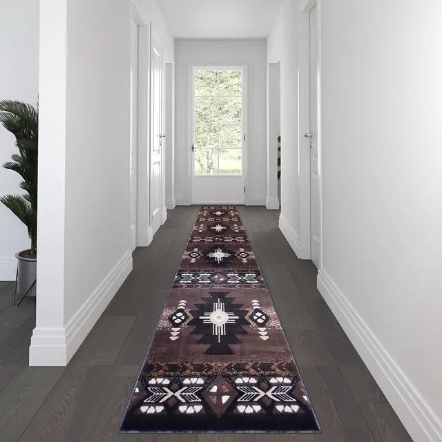 Alt view image 14 of 19 - Rylan Collection 5' x 7' Blue Scraped Design Area Rug - Olefin Rug with Jute Backing - Living Room, Bedroom, Entryway