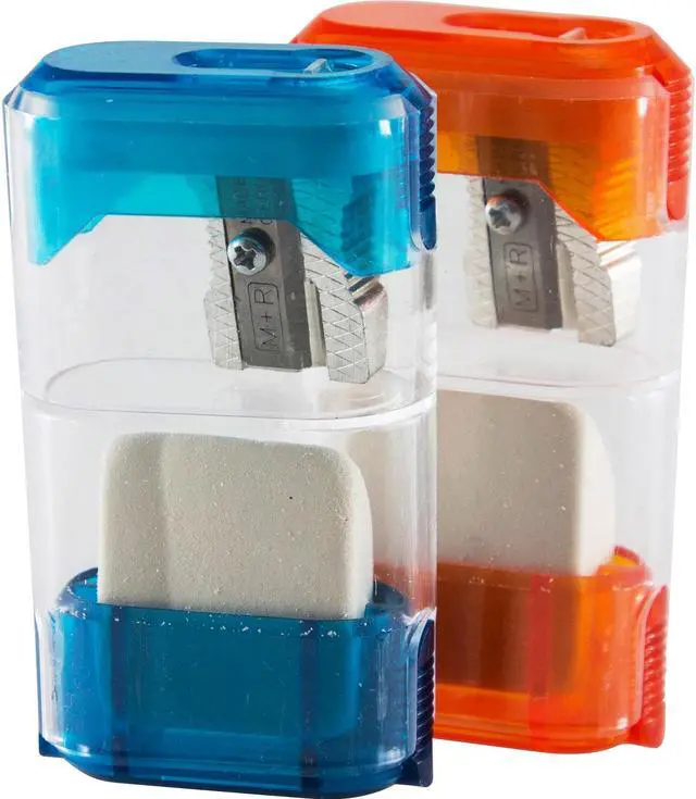Alt view image 5 of 5 - Baumgartens Sharpener w/ Eraser 2-5/8" 20/Display Box Assorted 19550