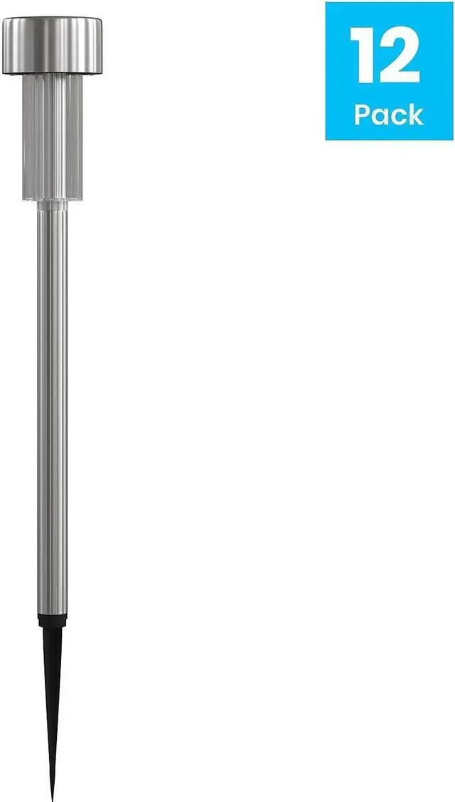 Alt view image 9 of 13 - 12 Pack Stainless Steel LED Solar Lights, Weather Resistant Outdoor Solar Powered Lights for Pathway, Garden, & Yard