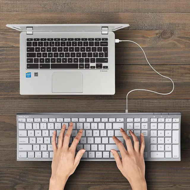 Alt view image 4 of 5 - Macally Space Gray Ultra Slim USB Wired keyboard for Mac and PC