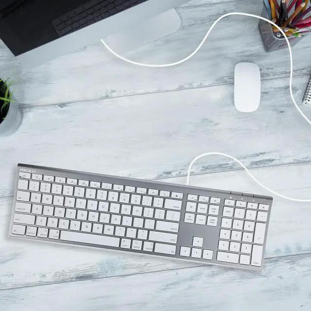 Alt view image 3 of 5 - Macally Space Gray Ultra Slim USB Wired keyboard for Mac and PC