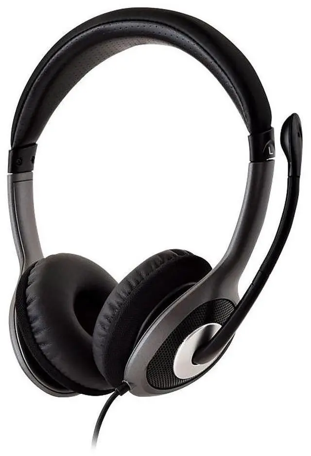 Alt view image 17 of 19 - V7 HU521 Deluxe USB Stereo Headphones with Microphone - Black & Grey