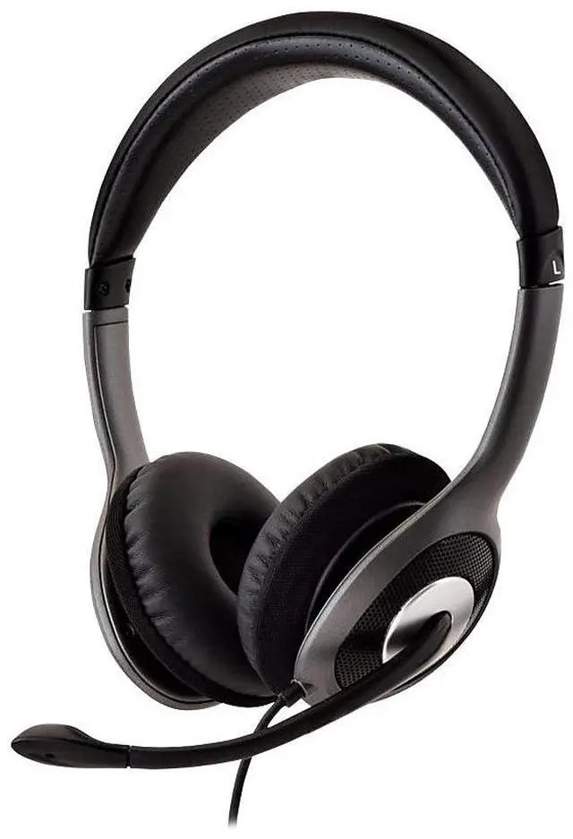 Alt view image 18 of 19 - V7 HU521 Deluxe USB Stereo Headphones with Microphone - Black & Grey