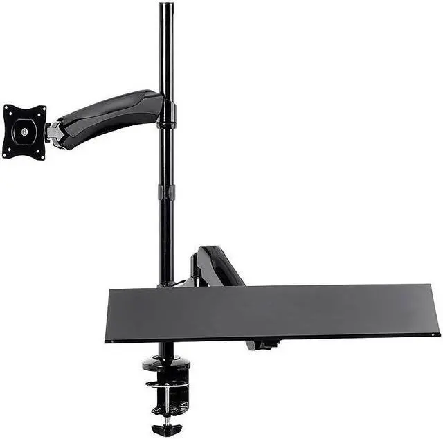 Alt view image 7 of 20 - Monoprice Sit-Stand Articulating Monitor and Keyboard Workstation | Made of High-Grade Aluminum and Steel