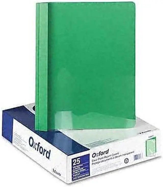 Alt view image 4 of 11 - Oxford 55807 Clear Front Report Cover, Tang Clip, Letter, 1/2" Capacity, Green, 25/Box