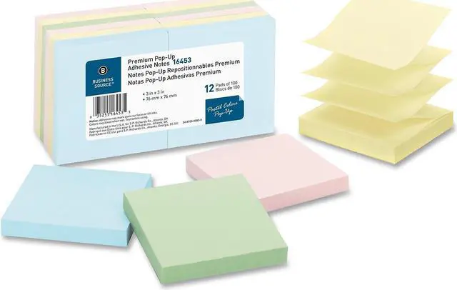 Alt view image 12 of 20 - Post-it Pop-up Recycled Notes in Bora Bora Colors 3 x 3 90-Sheet 6/Pack R3306SST