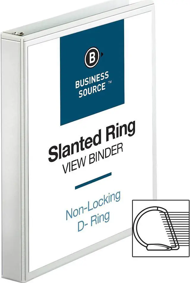 Alt view image 2 of 6 - Business Source D-Ring Binder w/ Pockets 1" Capacity White 28440