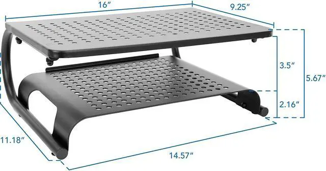 Alt view image 7 of 10 - Mount-It! 2-Tier Monitor Stand Up to 32" Black MI-7361