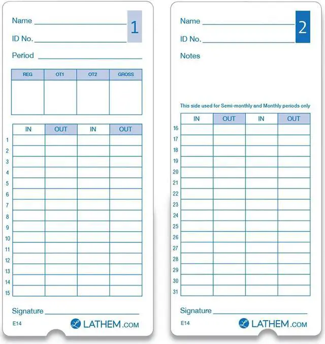 Alt view image 10 of 11 - Lathem Time Time Clock Cards for Lathem Time 400E Two Sides 3 x 7 100/Pack E14100