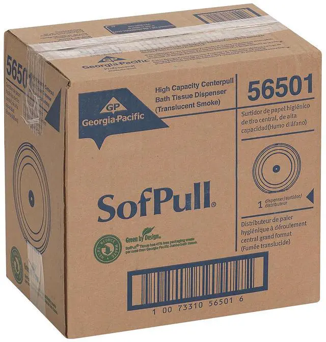 Alt view image 9 of 14 - GEORGIA PACIFIC Sofpull High-Capacity Centerpull Tissue Dispenser 10 1/2x6 3/4 x10 1/2 Gray 56501