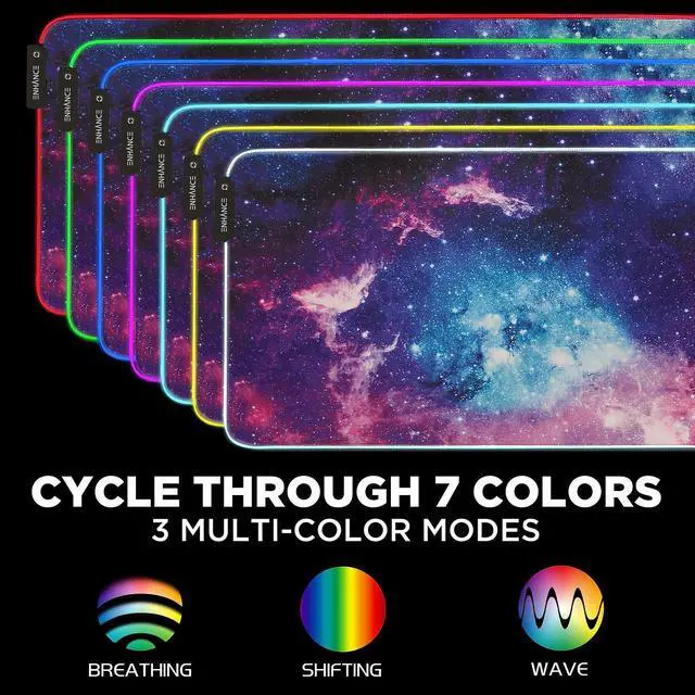 Alt view image 4 of 8 - LED SOFT XXL GAMING MOUSE MAT - GALAXY