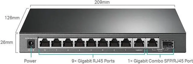 Alt view image 9 of 20 - TP-Link 10-Port Gigabit Easy Smart Switch with 8-Port PoE+ TLSG1210MPE
