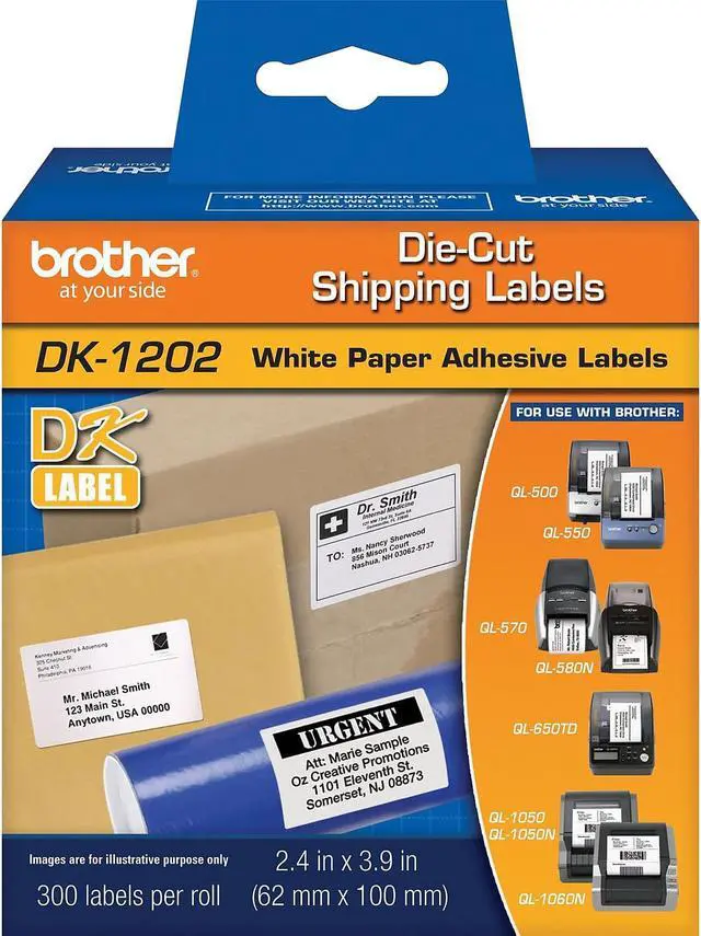 Alt view image 9 of 14 - Brother DK-1202 Label Printer Labels 2.4" x 3.9" White Labels/Roll 3 Rolls/Box (DK-12023PK)