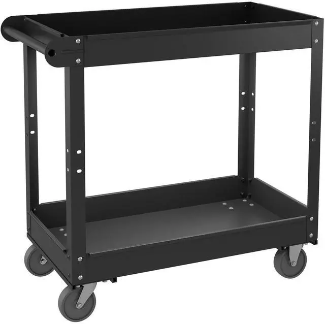 Alt view image 10 of 10 - Lorell Utility Cart 2-Shelf 16"Wx30"Lx32"H Black 59689