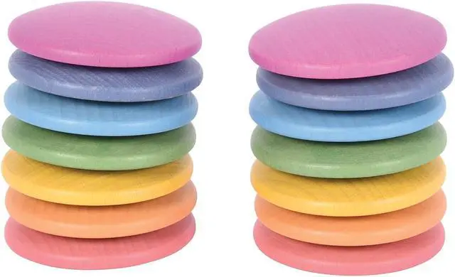 Alt view image 3 of 6 - Rainbow Wooden Discs, 14-Piece Set