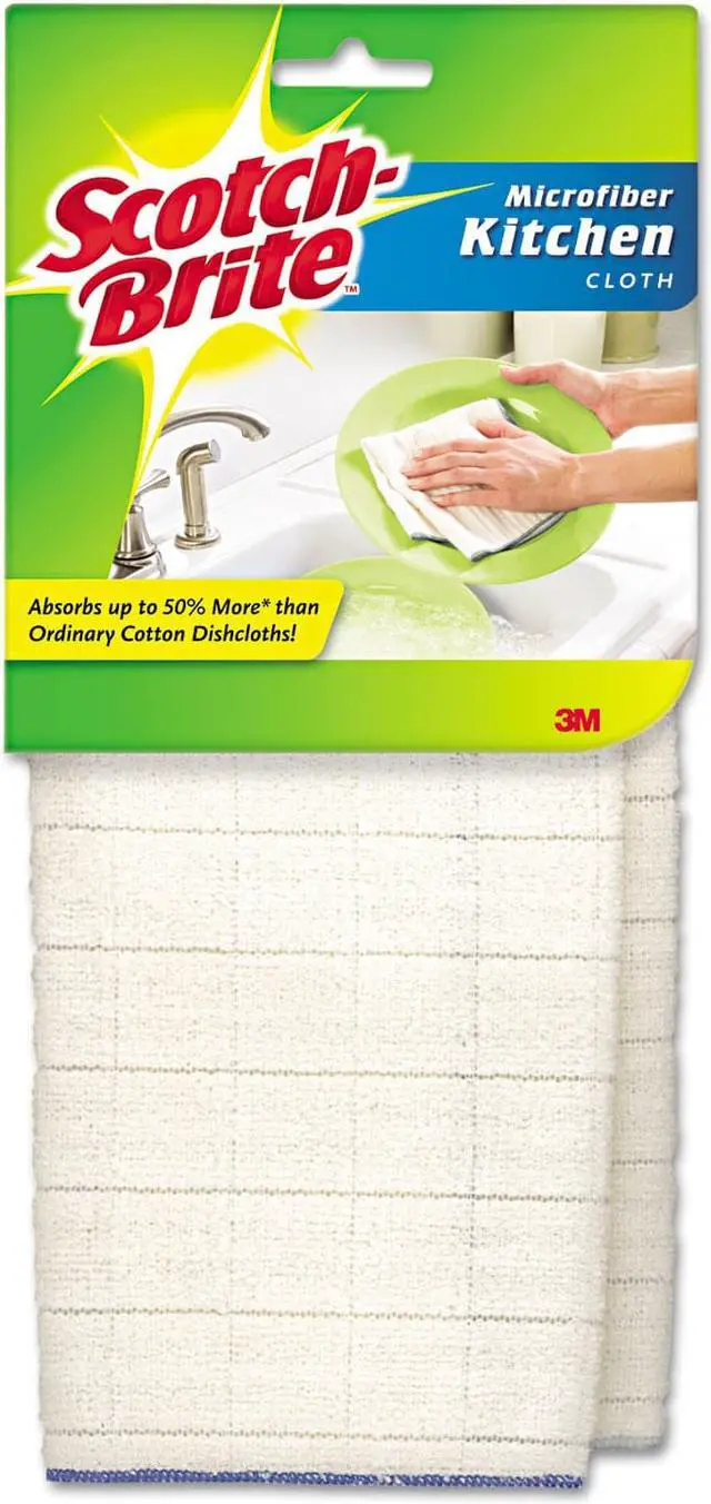 Alt view image 8 of 9 - 3M 90322 Microfiber Kitchen Cleaning Cloth, White, 2/Pack, 1 Pack