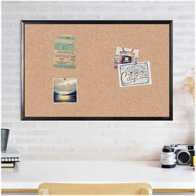 Alt view image 6 of 6 - U Brands Cork Bulletin Board 35 x 23 Inches Black Aluminum Frame 2880U00-01