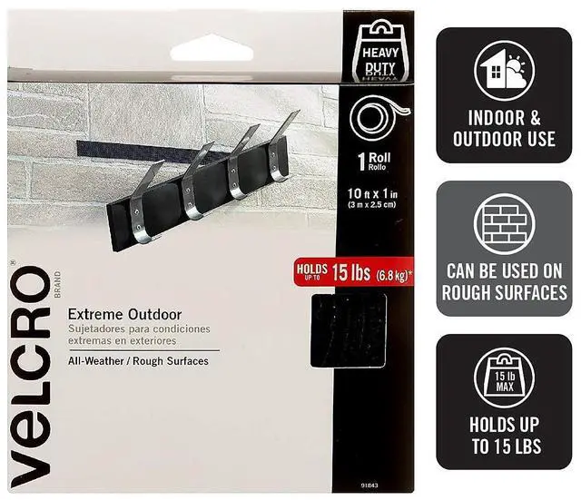 Alt view image 19 of 20 - Velcro Extreme Fasteners 1" x 10 ft Black 1 roll 91843