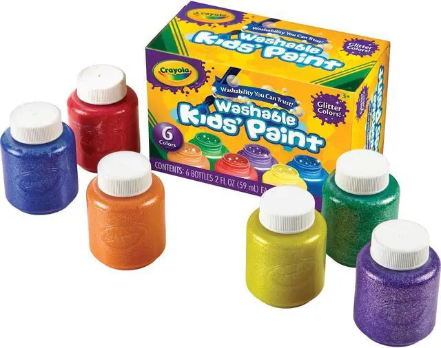 Alt view image 7 of 11 - Crayola Washable Kids Paint 2oz. 6/ST Glitter/Ast 542400
