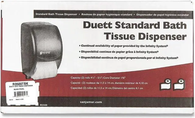 Alt view image 14 of 15 - San Jamar SJMR3500TBK Tissue Dispenser- 7-.50in.x7in.x12-.75in.- Black-Pearl