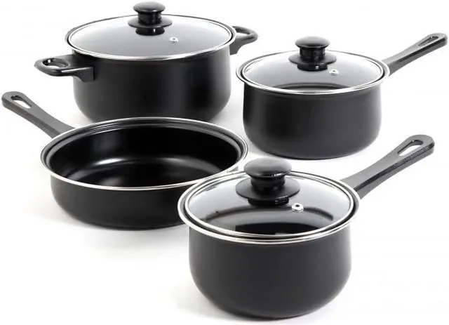Alt view image 5 of 12 - Gibson 83681.07 7 Piece Chef Du Jour Cookware Set, Black