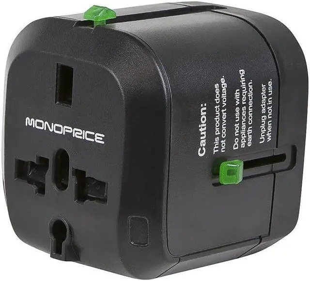 Alt view image 8 of 11 - Monoprice Universal Travel Adapter - Black, For NEMA 1-15 (US), CEE 7/16 Europlug (EU), BS 1363 (UK), AS/NZS 3112 (Australia, New Zealand, China)