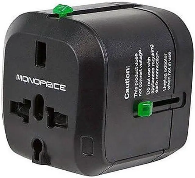 Alt view image 7 of 11 - Monoprice Universal Travel Adapter - Black, For NEMA 1-15 (US), CEE 7/16 Europlug (EU), BS 1363 (UK), AS/NZS 3112 (Australia, New Zealand, China)