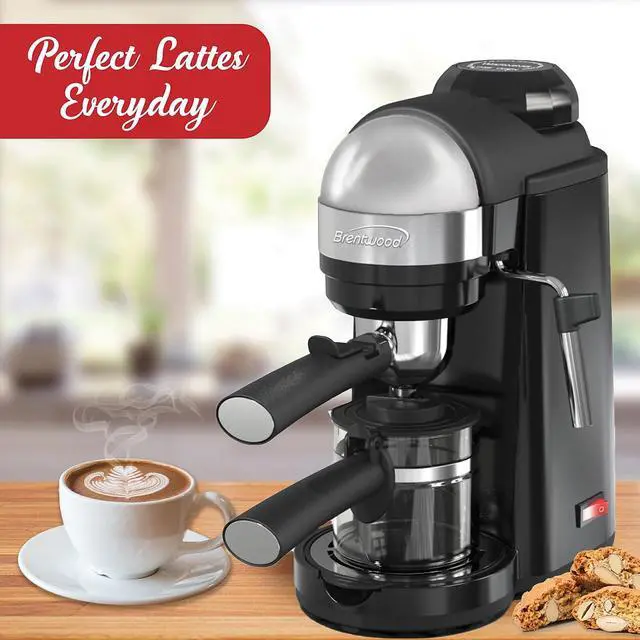 Alt view image 20 of 20 - Brentwood 800 Watt Cappuccino Brewer and Espresso Maker w/ Frothing Wand, Black
