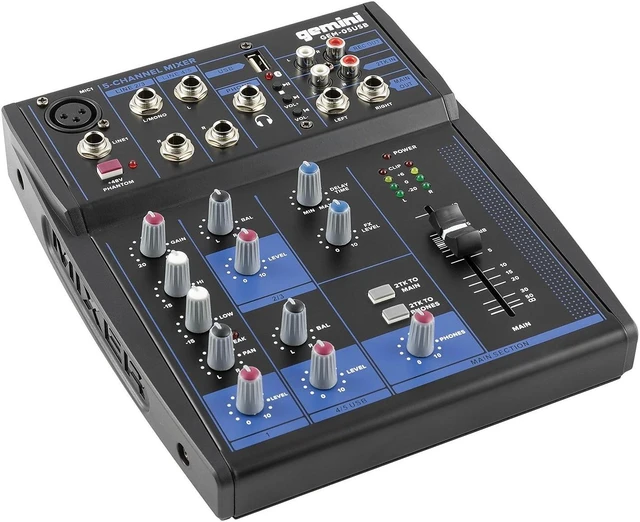 Alt view image 17 of 20 - Gemini compact 5-channel Bluetooth mixer with USB playback