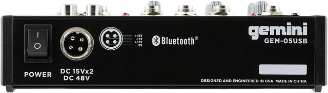 Alt view image 16 of 20 - Gemini compact 5-channel Bluetooth mixer with USB playback