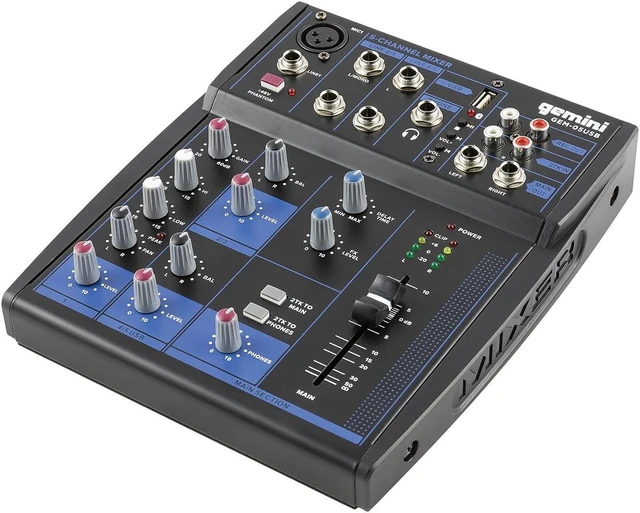 Alt view image 19 of 20 - Gemini compact 5-channel Bluetooth mixer with USB playback
