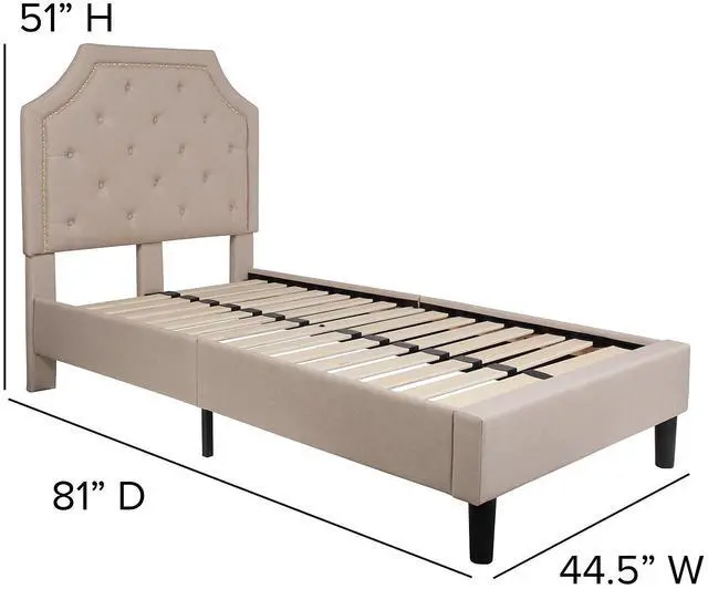 Alt view image 13 of 20 - Brighton King Size Tufted Upholstered Platform Bed in Beige Fabric with 10 Inch CertiPUR-US Certified Pocket Spring Mattress
