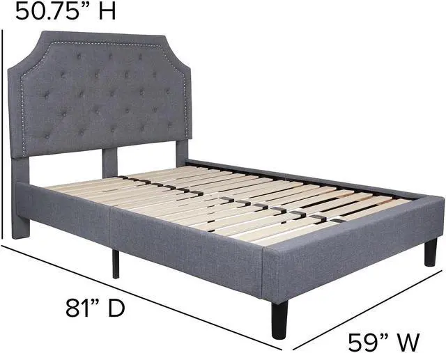 Alt view image 19 of 20 - Brighton Full Size Tufted Upholstered Platform Bed in Light Gray Fabric with 10 Inch CertiPUR-US Certified Pocket Spring Mattress