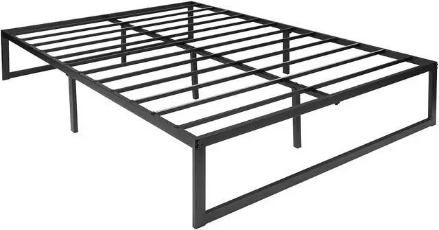 Alt view image 6 of 12 - Universal 14 Inch Metal Platform Bed Frame - No Box Spring Needed w/ Steel Slat Support and Quick Lock Functionality - Full