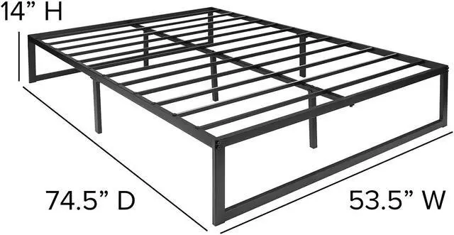 Alt view image 11 of 12 - Universal 14 Inch Metal Platform Bed Frame - No Box Spring Needed w/ Steel Slat Support and Quick Lock Functionality - Full