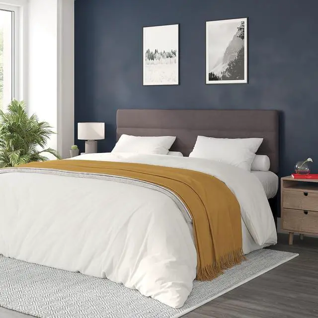 Alt view image 11 of 16 - Cambridge Tufted Upholstered King Size Headboard in Navy Fabric