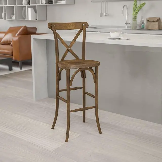 Alt view image 9 of 14 - FLASH FURNITURE 2-XA-X-BAR-GO-GG HERCULES Series Dark Antique Wood Cross Back