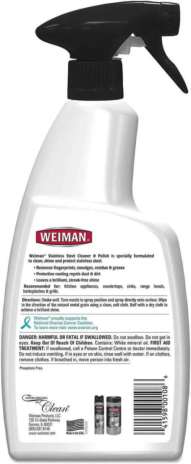 Alt view image 6 of 12 - WEIMAN Stainless Steel Cleaner and Polish Floral Scent 22 oz Trigger Spray Bottle 108EA