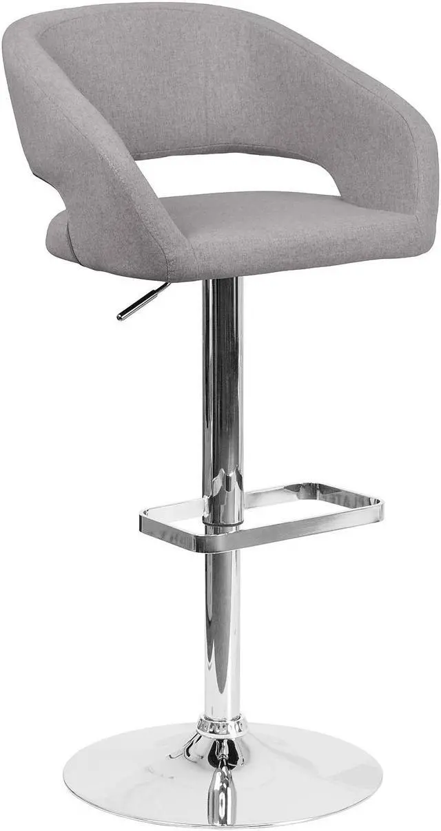 Alt view image 12 of 20 - Flash Furniture CH-122070-GYFAB-GG Contemporary Gray Fabric Adjustable Height Barstool with Chrome Base