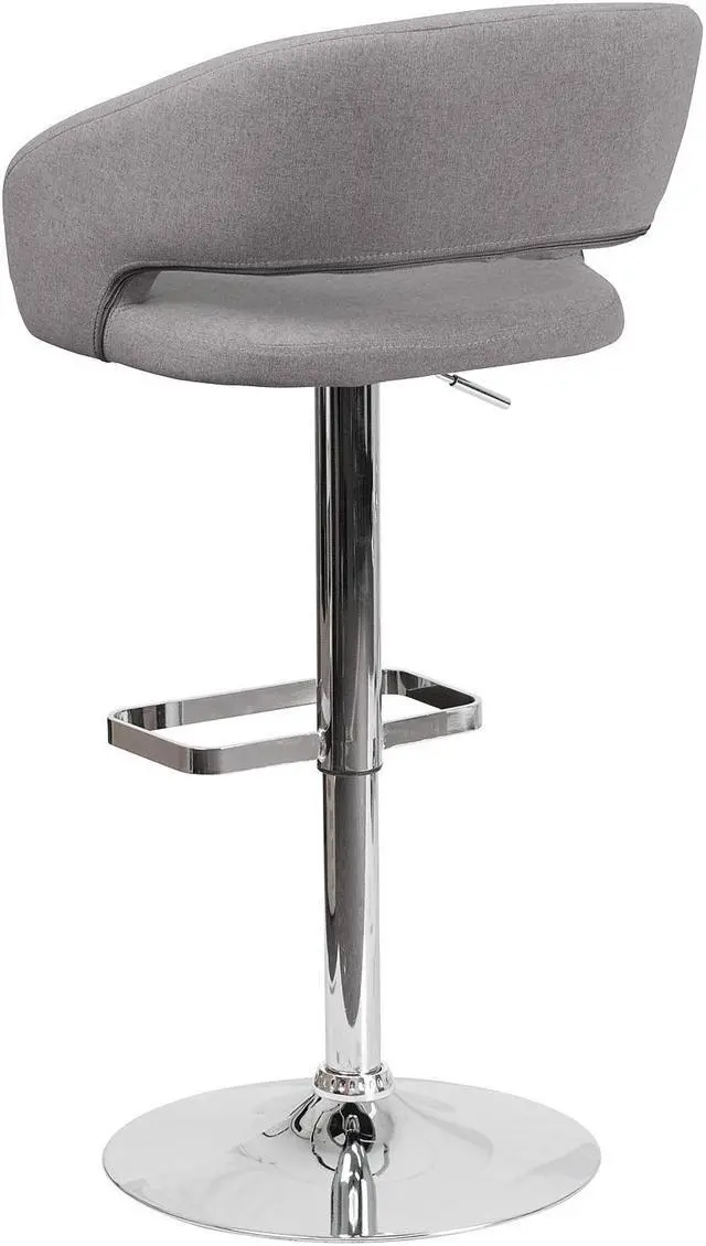 Alt view image 18 of 20 - Flash Furniture CH-122070-GYFAB-GG Contemporary Gray Fabric Adjustable Height Barstool with Chrome Base
