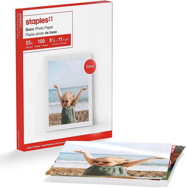 Staples Basic Glossy Photo Paper 8.5 x 11 100/Pack (19900/13607