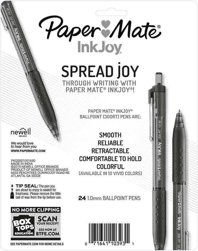 Alt view image 9 of 9 - Paper Mate InkJoy 300 RT Retractable Ballpoint Pens Medium Point Black Ink